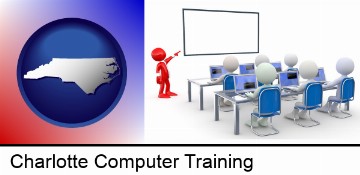 a computer training classroom in Charlotte, NC