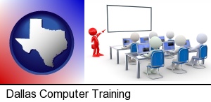 a computer training classroom in Dallas, TX