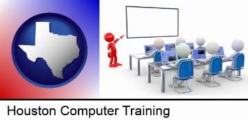 a computer training classroom in Houston, TX
