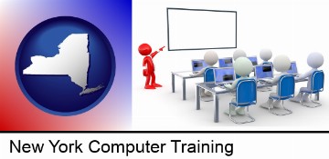 a computer training classroom in New York, NY