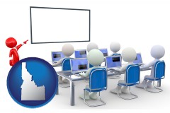 idaho map icon and a computer training classroom