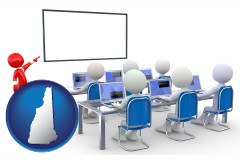 new-hampshire map icon and a computer training classroom