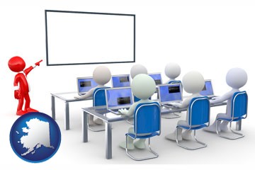 a computer training classroom - with Alaska icon