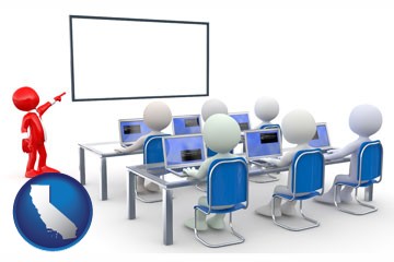 a computer training classroom - with California icon