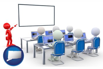 a computer training classroom - with Connecticut icon