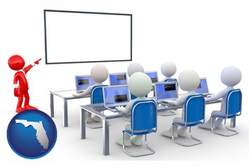 a computer training classroom - with Florida icon