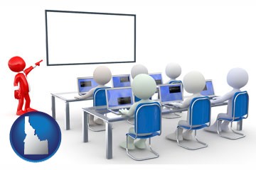 a computer training classroom - with Idaho icon
