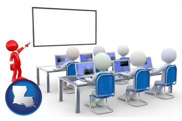 a computer training classroom - with Louisiana icon