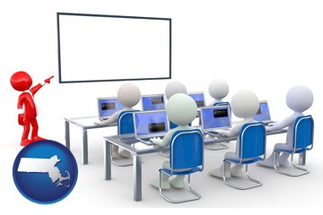 a computer training classroom - with Massachusetts icon