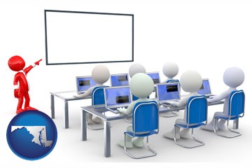 a computer training classroom - with Maryland icon
