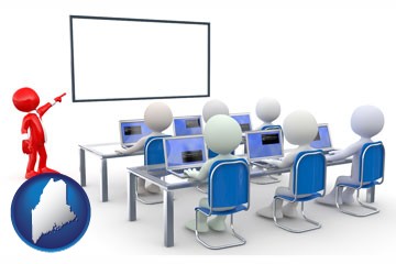 a computer training classroom - with Maine icon