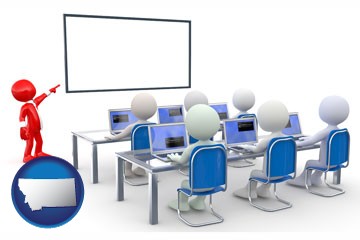 a computer training classroom - with Montana icon