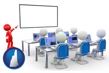 a computer training classroom - with New Hampshire icon