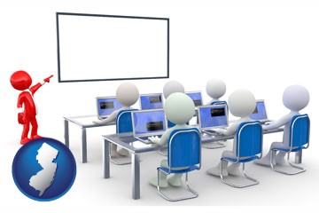 a computer training classroom - with New Jersey icon