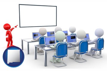 a computer training classroom - with New Mexico icon