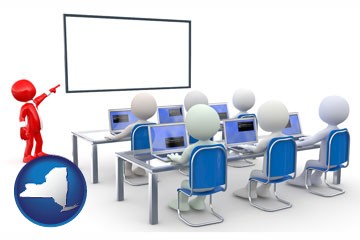 a computer training classroom - with New York icon