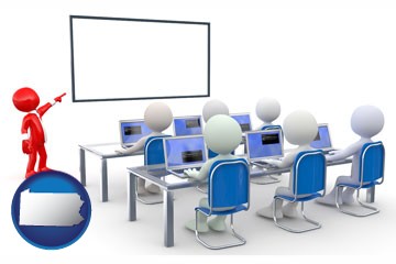 a computer training classroom - with Pennsylvania icon