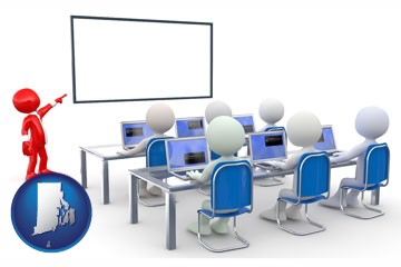 a computer training classroom - with Rhode Island icon