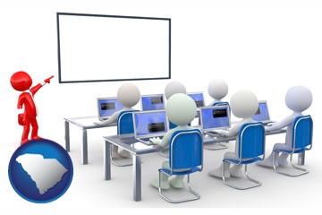 a computer training classroom - with South Carolina icon
