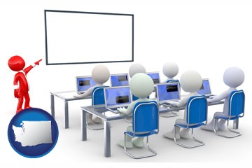 a computer training classroom - with Washington icon