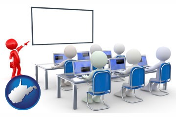 a computer training classroom - with West Virginia icon