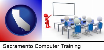 a computer training classroom in Sacramento, CA